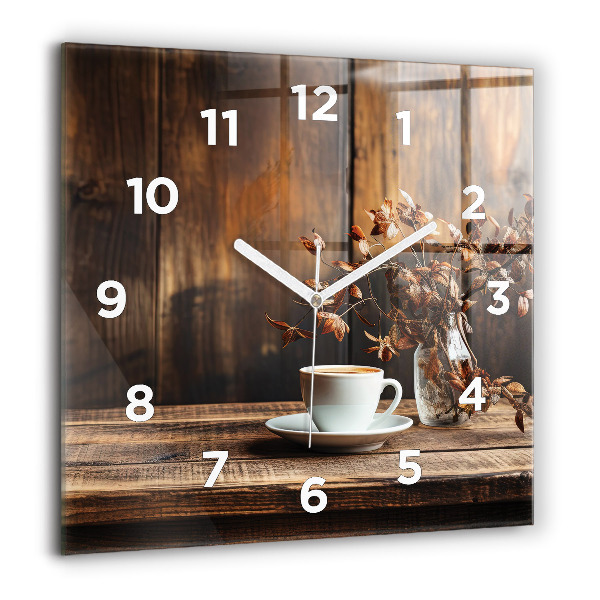 Horloge murale carrée Une tasse de café