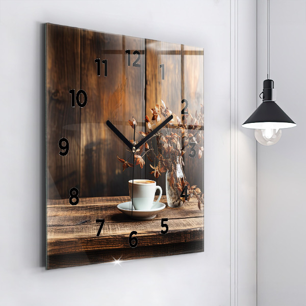 Horloge murale carrée Une tasse de café