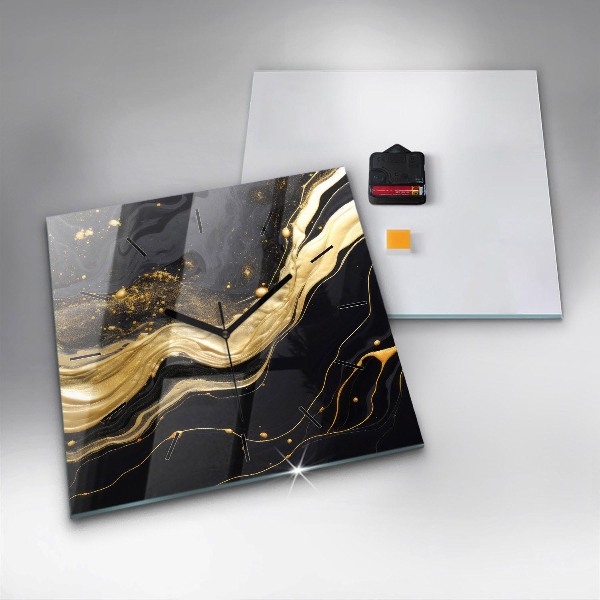 Horloge murale carrée marbre doré