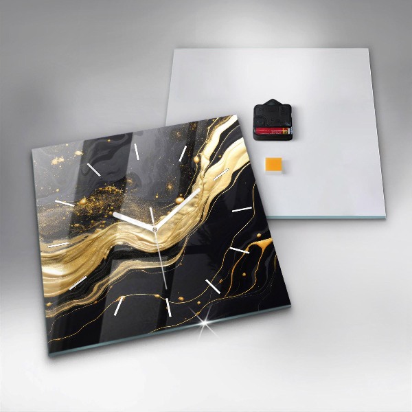 Horloge murale carrée marbre doré