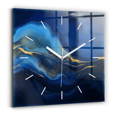 Horloge murale carrée marbre bleu