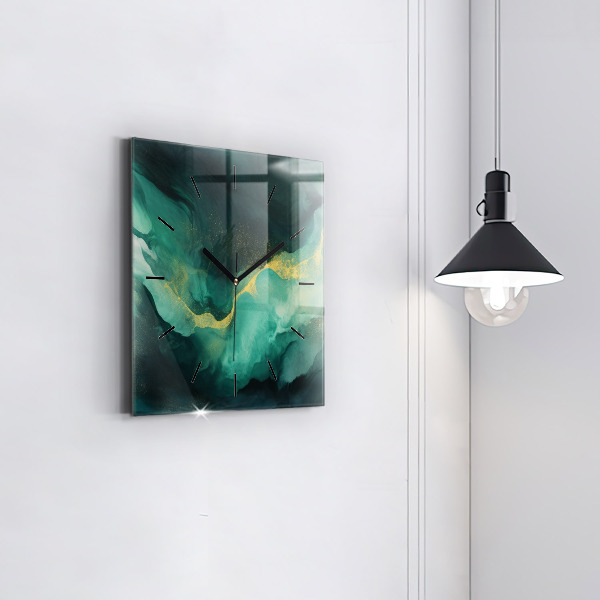 Horloge murale carrée marbre vert