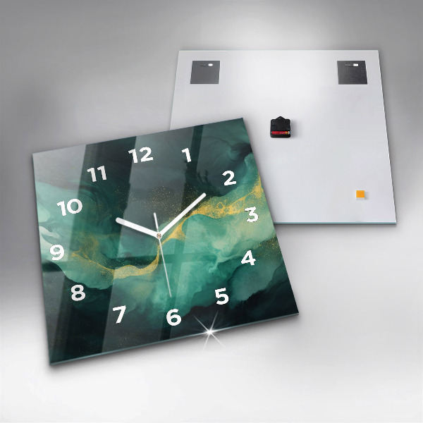 Horloge murale carrée marbre vert