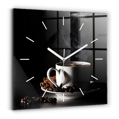 Horloge murale carrée Une tasse de café