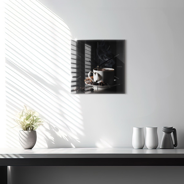 Horloge murale carrée Une tasse de café
