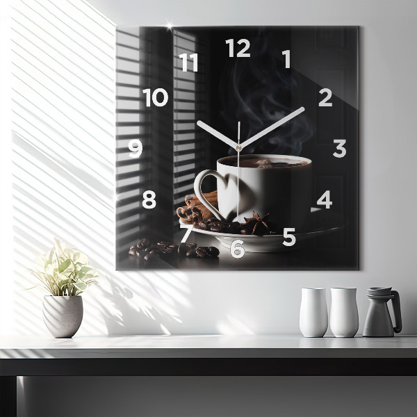Horloge murale carrée Une tasse de café