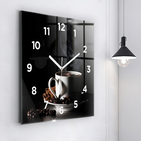 Horloge murale carrée Une tasse de café