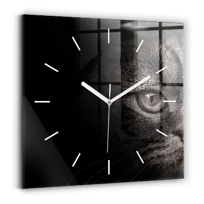Horloge carrée en verre Chien et chat Scottish Fold