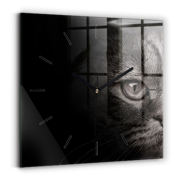 Horloge carrée en verre Chien et chat Scottish Fold