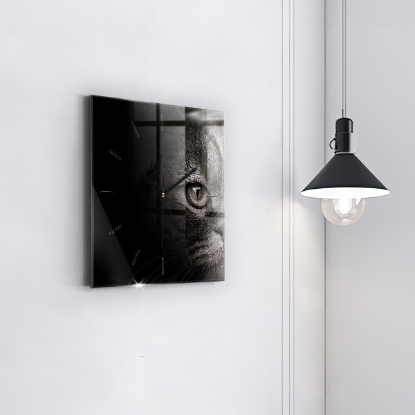 Horloge carrée en verre Chien et chat Scottish Fold