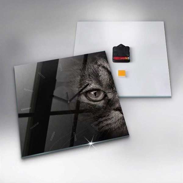 Horloge carrée en verre Chien et chat Scottish Fold