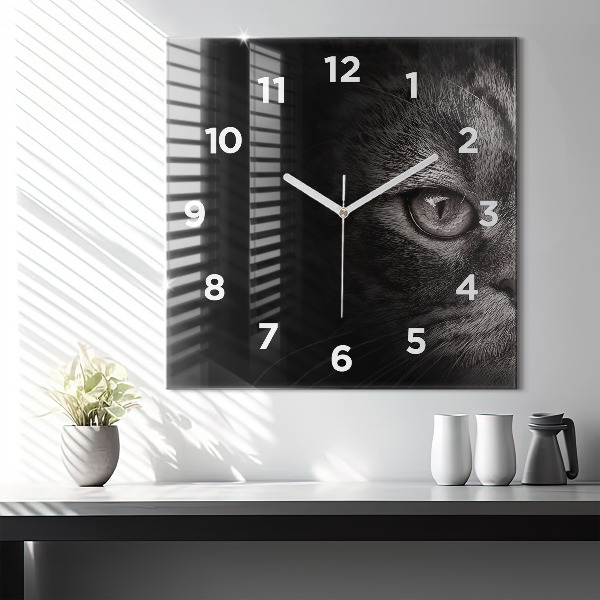 Horloge carrée en verre Chien et chat Scottish Fold