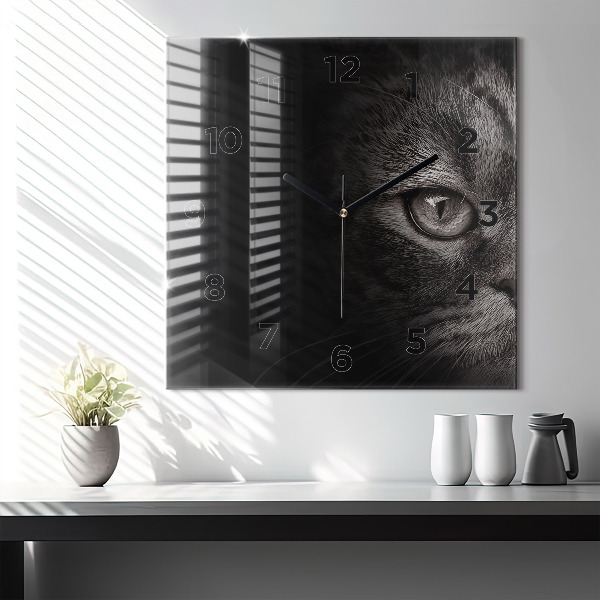 Horloge carrée en verre Chien et chat Scottish Fold