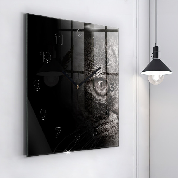 Horloge carrée en verre Chien et chat Scottish Fold