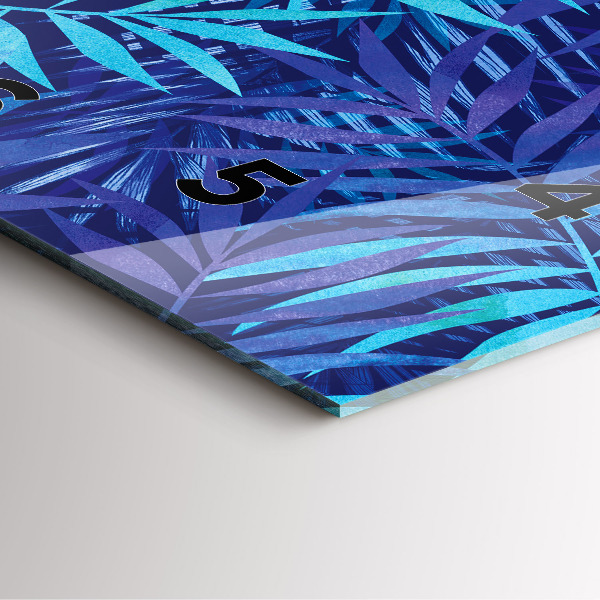 Pendule carrée en verre Feuilles bleues