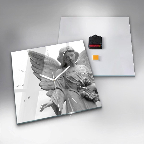 Horloge murale carrée 'Sculpture d''un vieil ange'