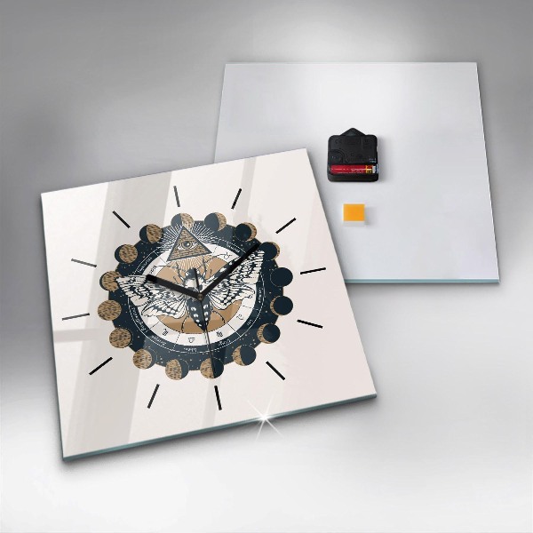 Horloge murale carrée 'Les phases de la lune et l''œil'