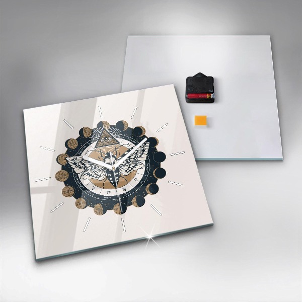 Horloge murale carrée 'Les phases de la lune et l''œil'