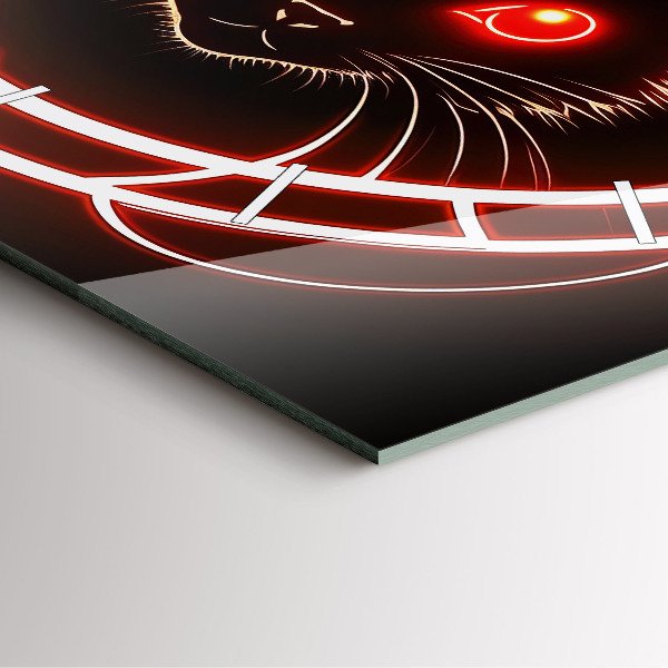 Horloge murale carrée Chat aux yeux rouges