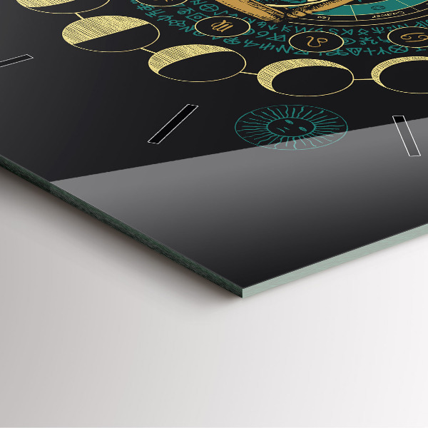 Horloge murale carrée Phases de la lune et sablier