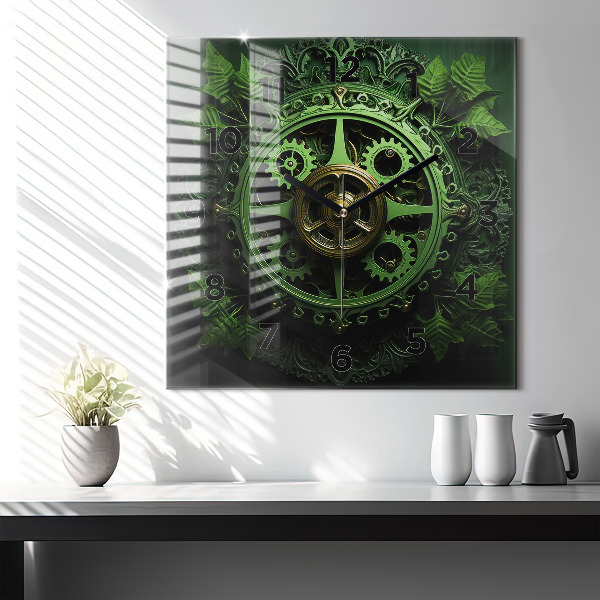 Horloge murale carrée Mécanisme vert