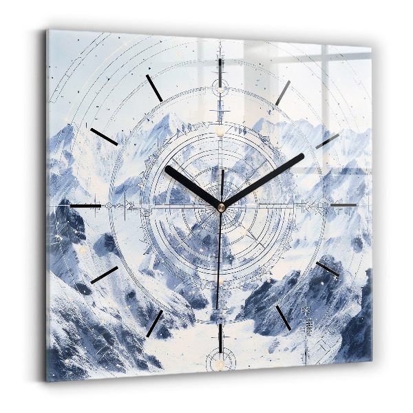 Horloge murale carrée Dessins bleus