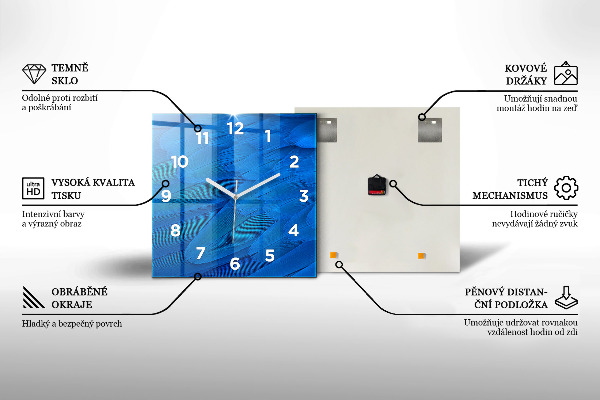 Horloge murale carrée Dessins bleus