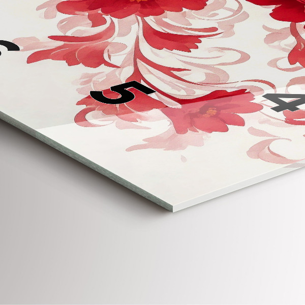 Horloge murale carrée Fleurs rouges