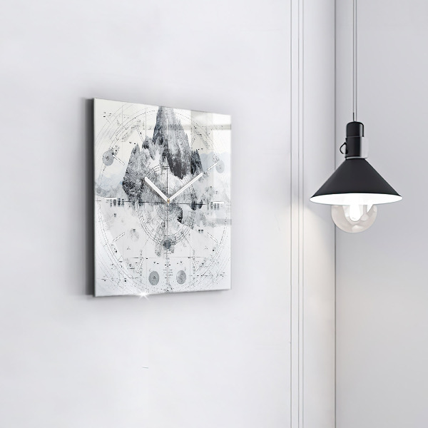 Horloge murale carrée Montagnes de dessins animés