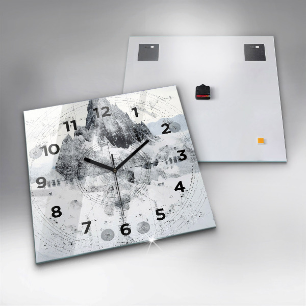 Horloge murale carrée Montagnes de dessins animés
