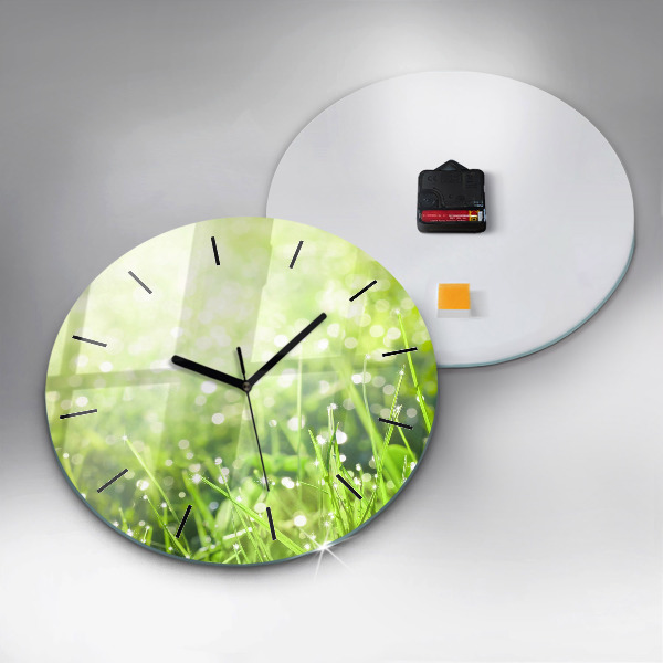 Horloge ronde herbe verte
