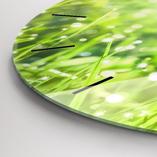 Horloge ronde herbe verte