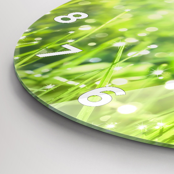 Horloge ronde herbe verte