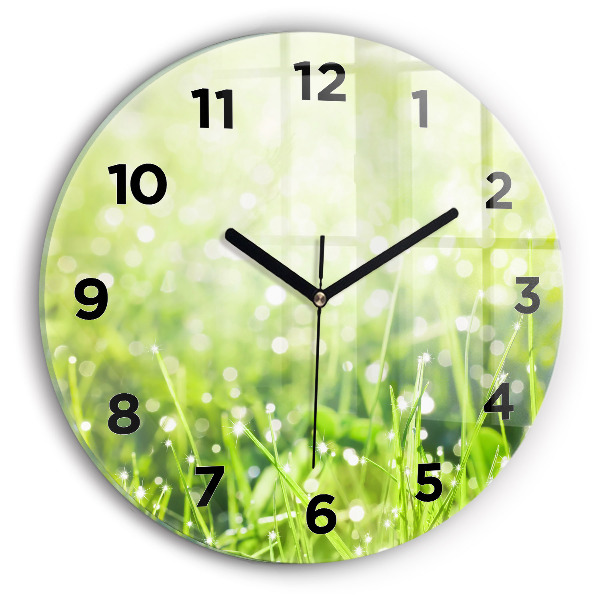 Horloge ronde herbe verte