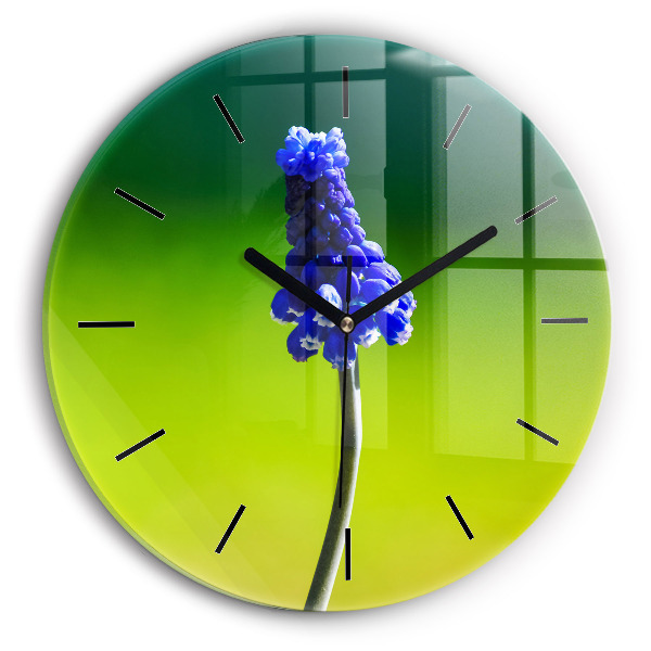 Horloge ronde Fleurs bleues