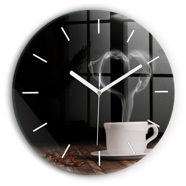Horloge ronde Une tasse de café chaud