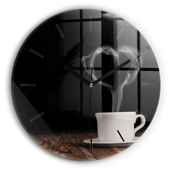 Horloge ronde Une tasse de café chaud
