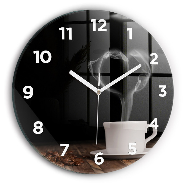 Horloge ronde Une tasse de café chaud