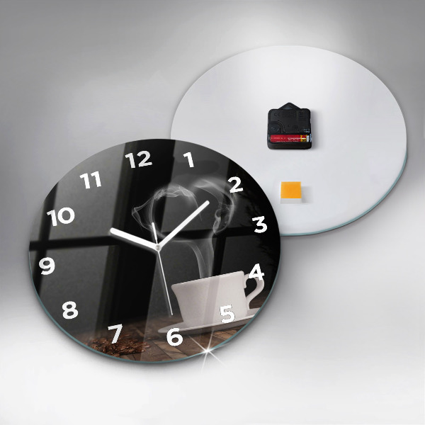 Horloge ronde Une tasse de café chaud
