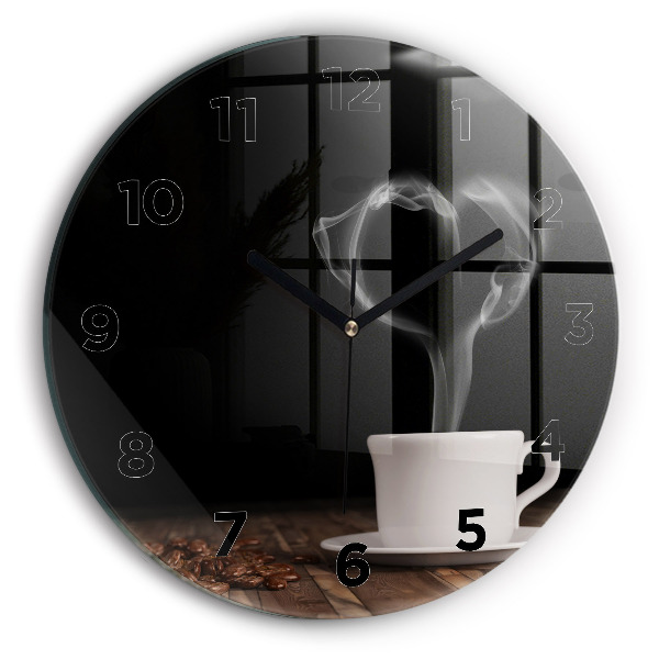 Horloge ronde Une tasse de café chaud