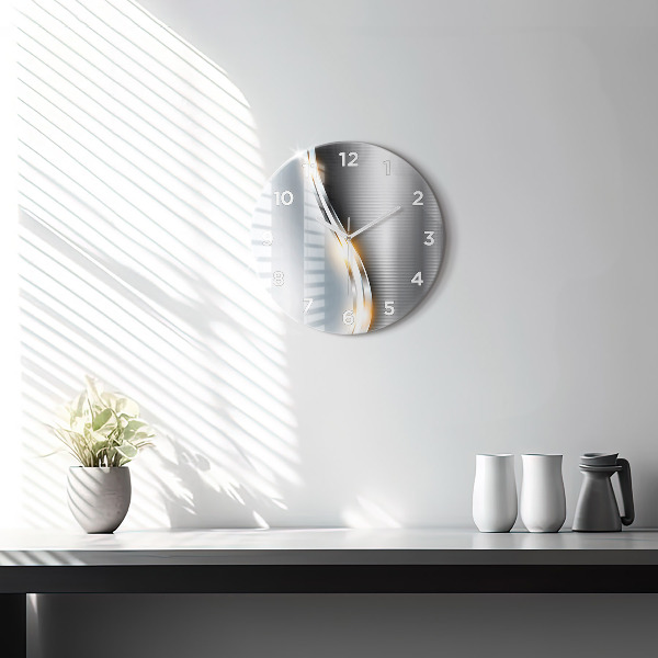 Horloge ronde Abstraction métallique