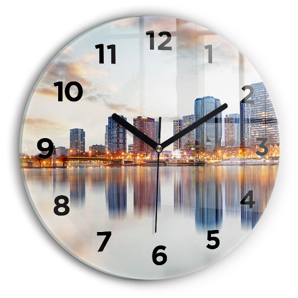 Pendule murale ronde Panorama avec la Tour Eiffel