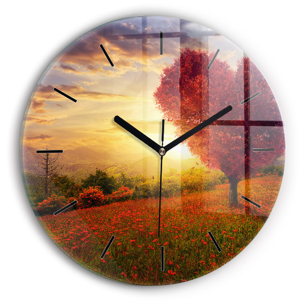 Horloge ronde 'Arbre en forme de cœur d''amour'