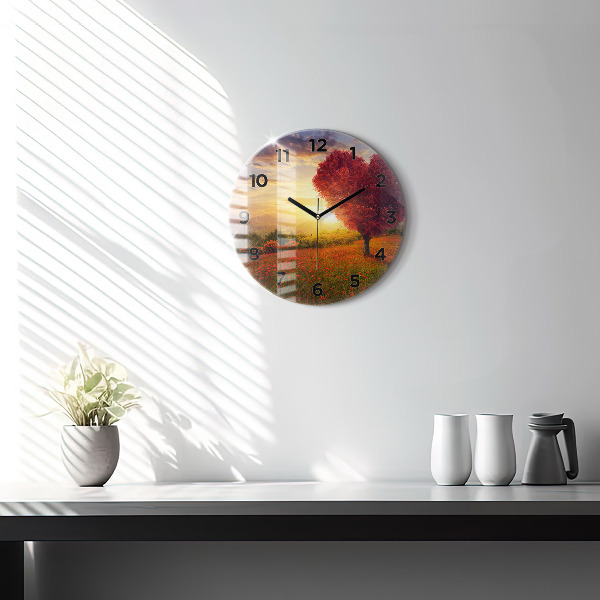 Horloge ronde 'Arbre en forme de cœur d''amour'