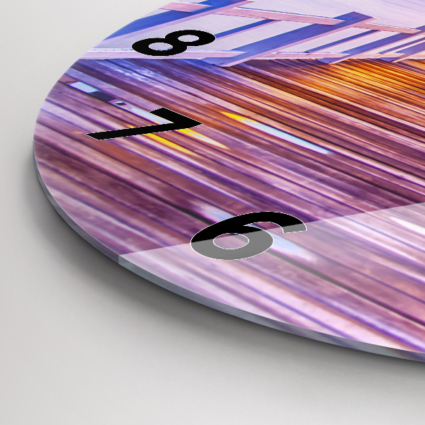 Horloge ronde Le pont du port le soir