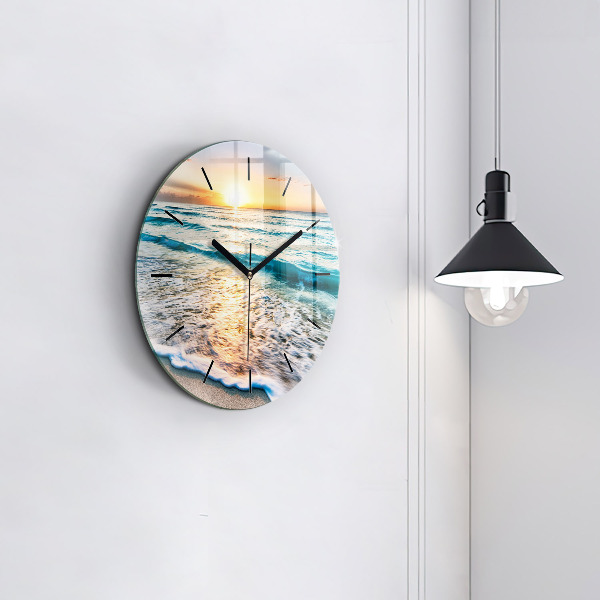 Horloge ronde Plage, mer et sable