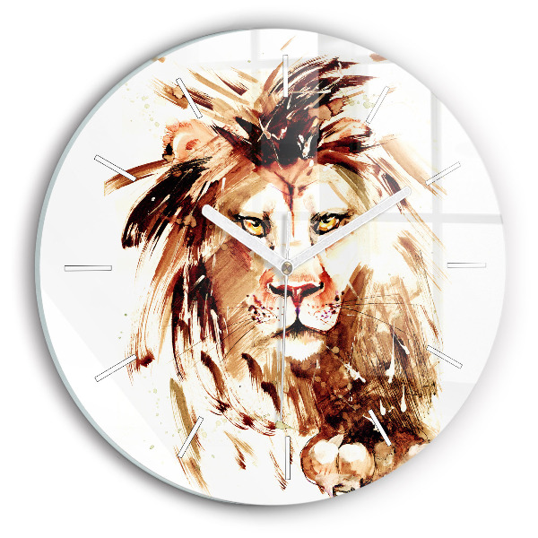 Horloge ronde 'Illustration d''un lion brun'