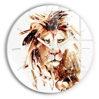 Horloge ronde 'Illustration d''un lion brun'