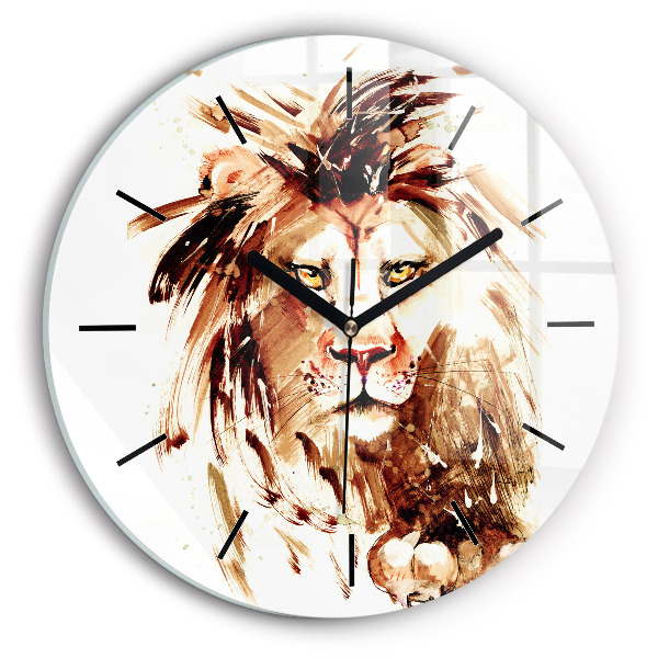 Horloge ronde 'Illustration d''un lion brun'