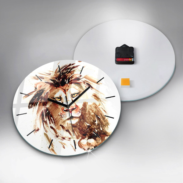 Horloge ronde 'Illustration d''un lion brun'